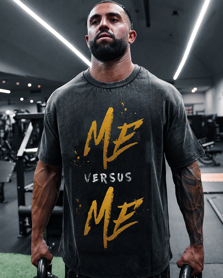 Me Versus Me Printed Men's Washed T-Shirt