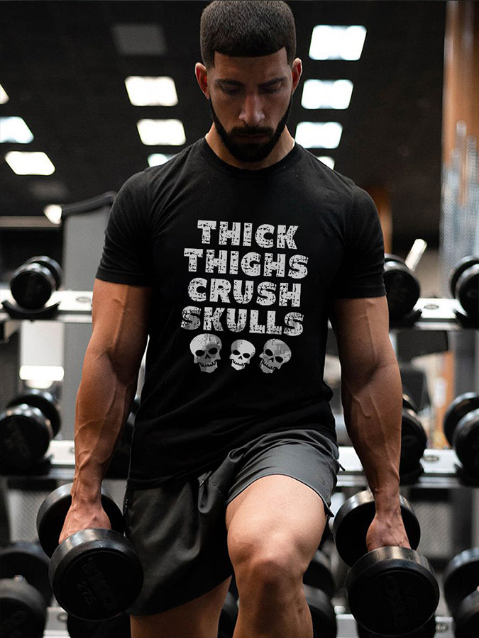 Thick Thighs Crush Skulls Printed Men's T-shirt