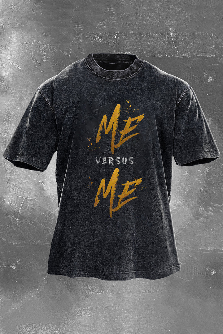 Me Versus Me Printed Men's Washed T-Shirt