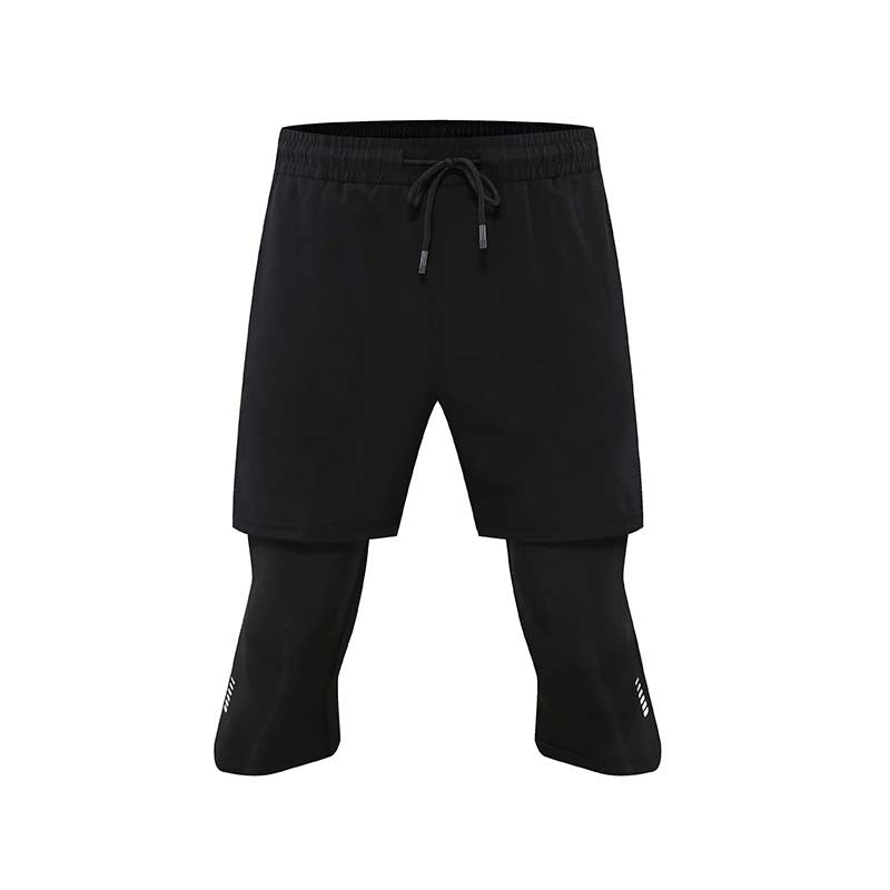 Summer Men's Sports and Fitness Double Layer Seven Pants