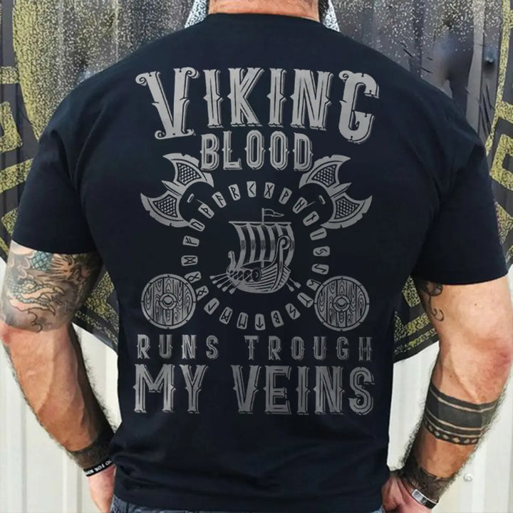 Viking Blood Runs Through My Veins Printed Men's T-shirt