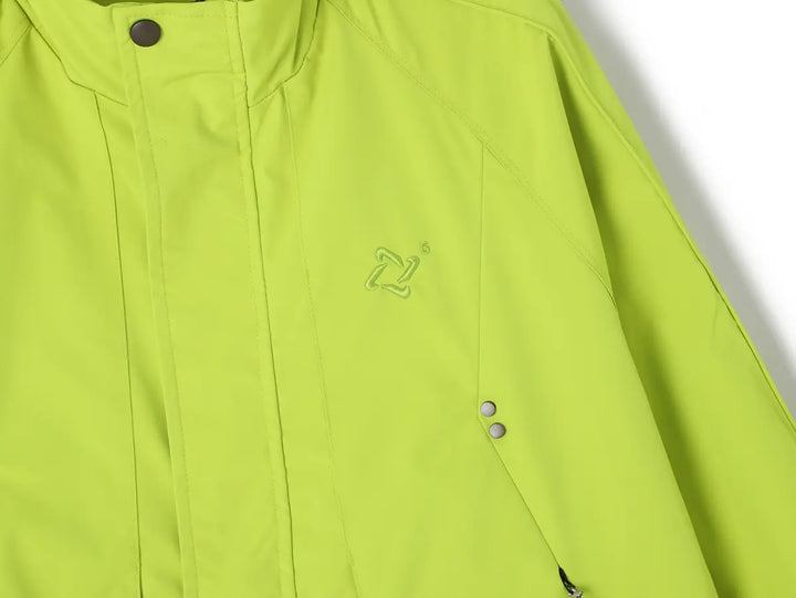 Fluorescent Green Raglan Sleeve Zipper Men's Jacket