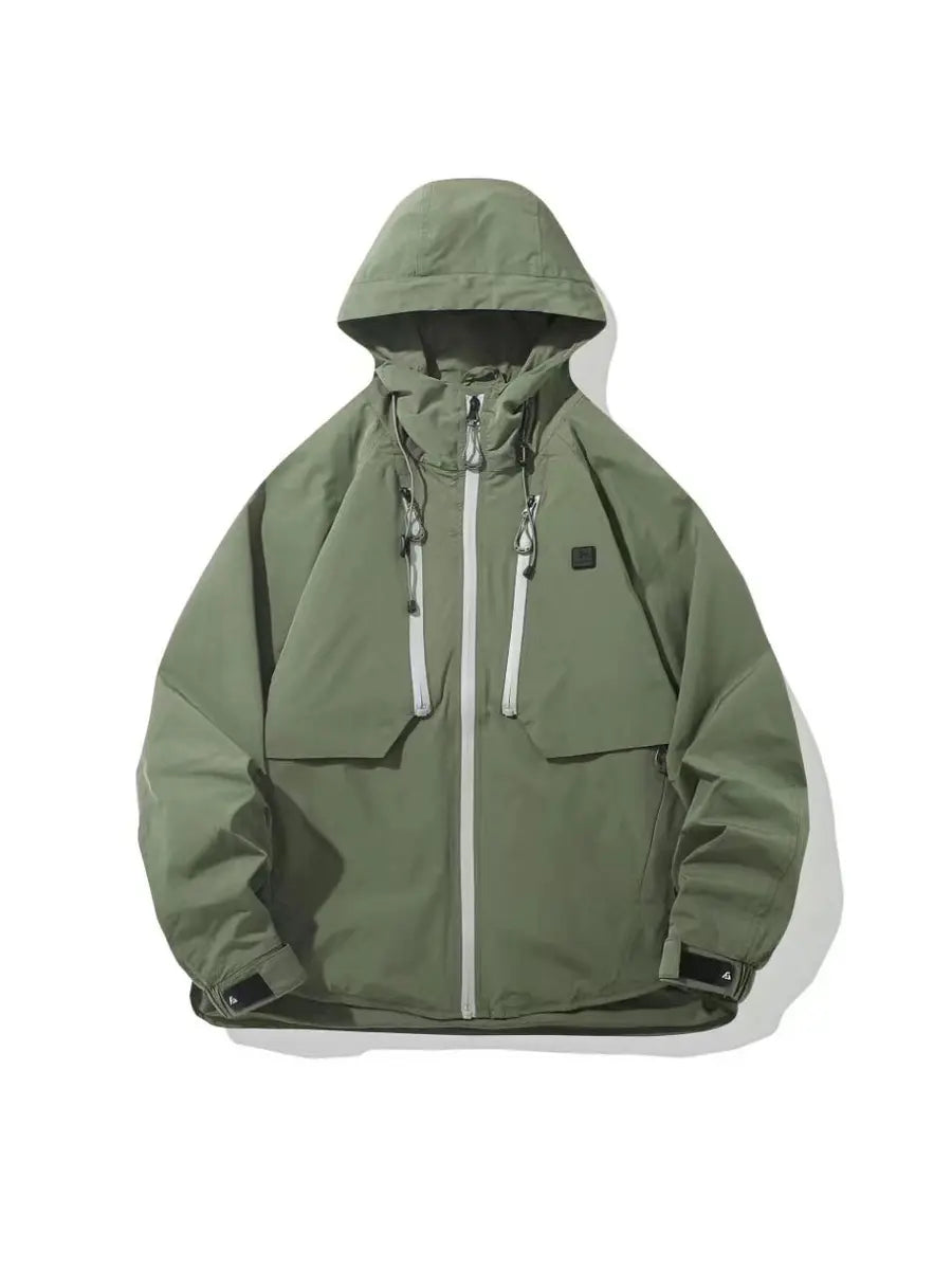 Outdoor Hiking Waterproof Zipper Men's Hooded Jacket