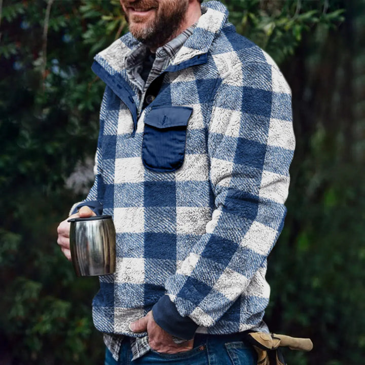 Plaid Winter Casual Flannel Men's Pullover Jacket