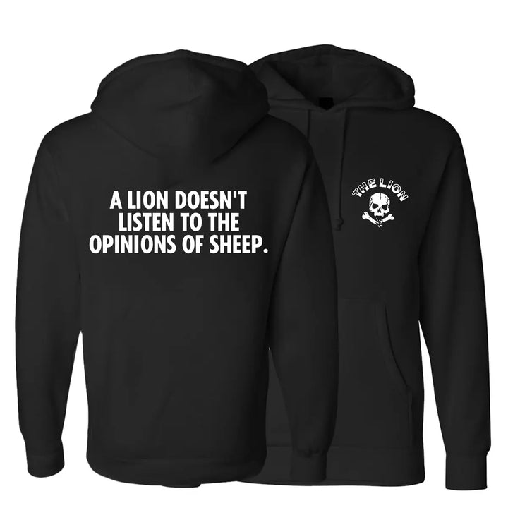 A Lion Doesn't Listen To The Opinions Of Sheep Printed Men's Hoodie Image - 3