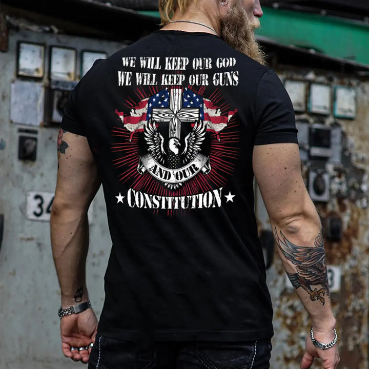 Viking We Will Keep Our God Printed Men's T-shirt