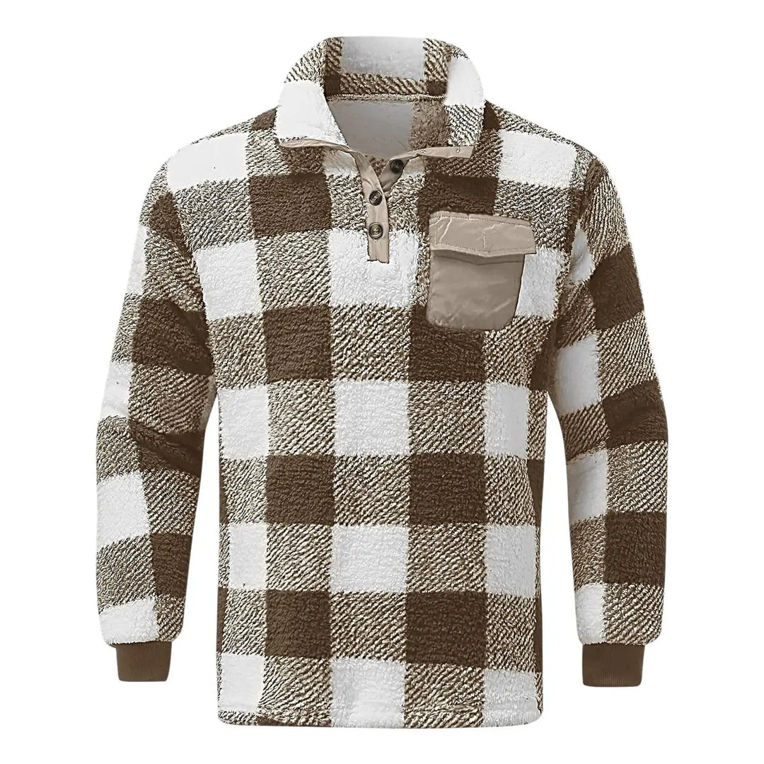 Casual Winter Plaid Pocket Men's Pullover Jacket