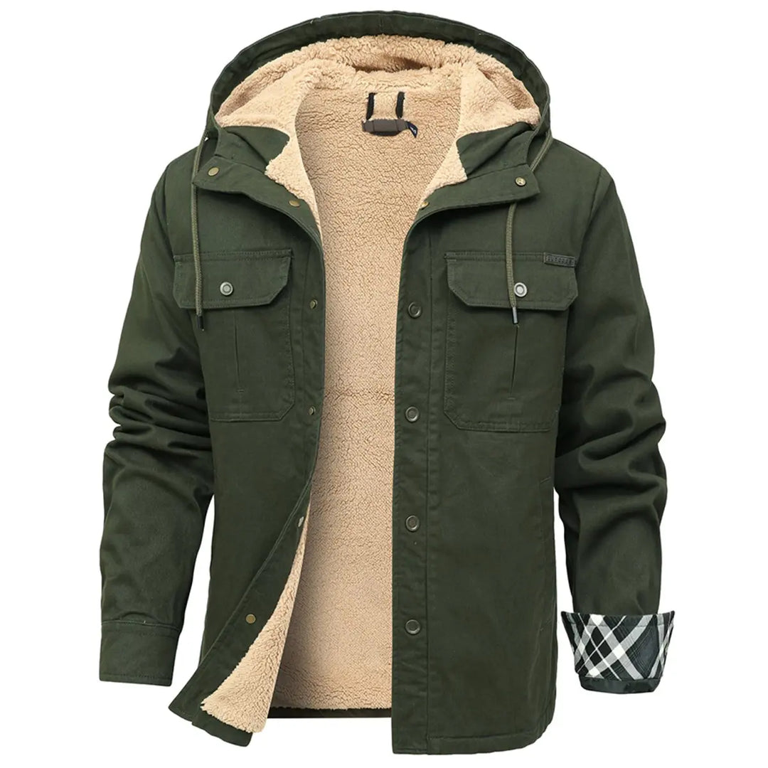 Men's Drawstring Hooded Fleece Jacket