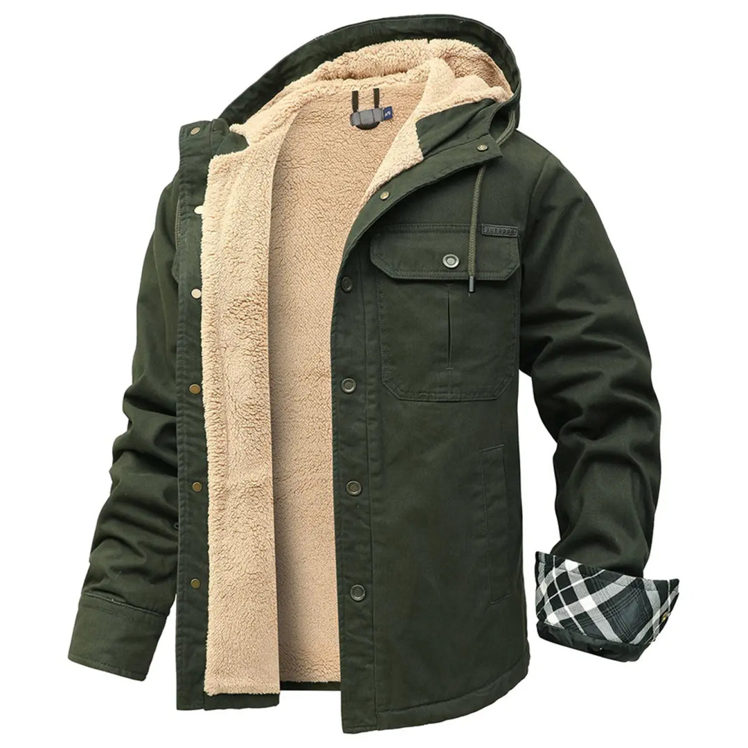 Men's Drawstring Hooded Fleece Jacket