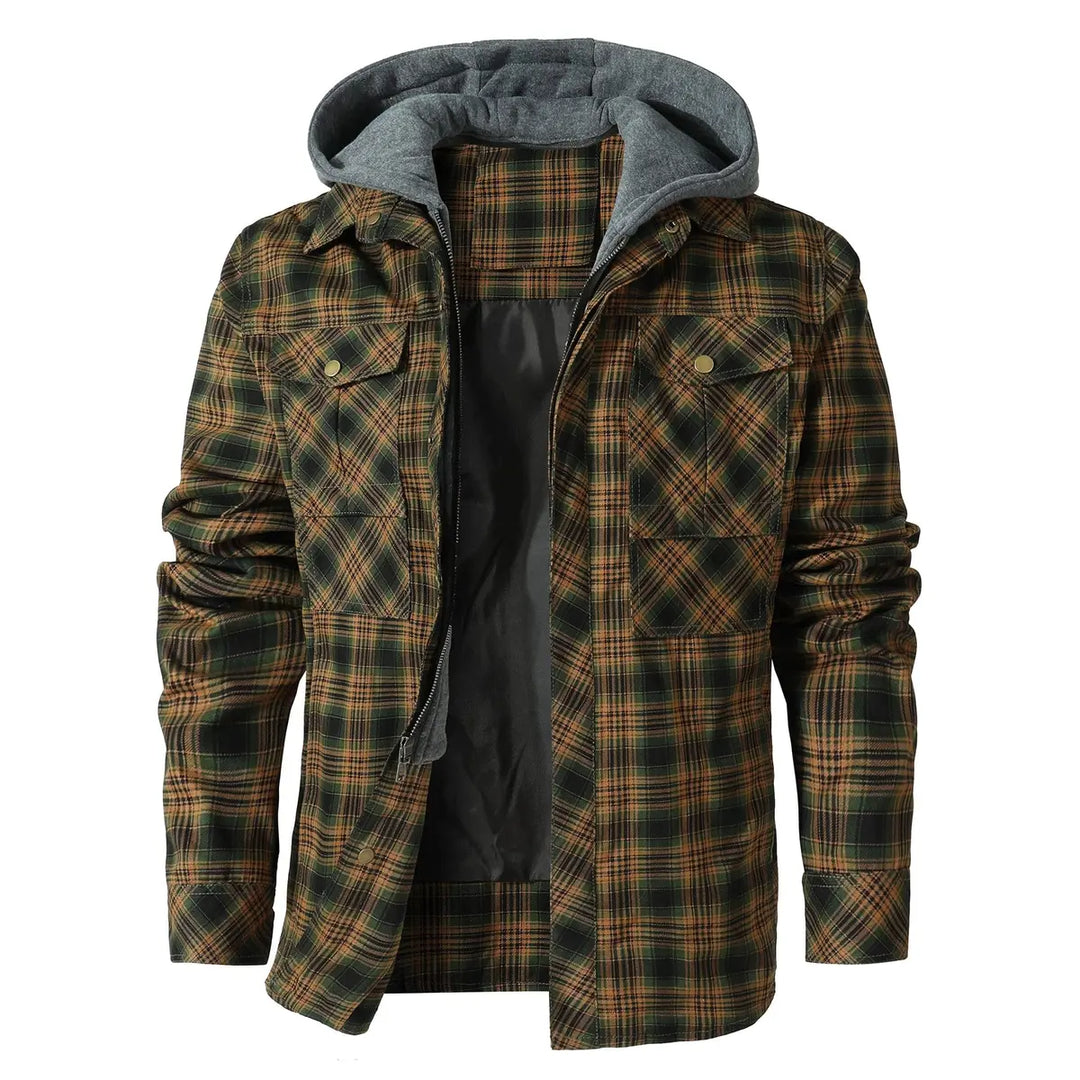 Men's Plaid Hooded Flannel Jacket