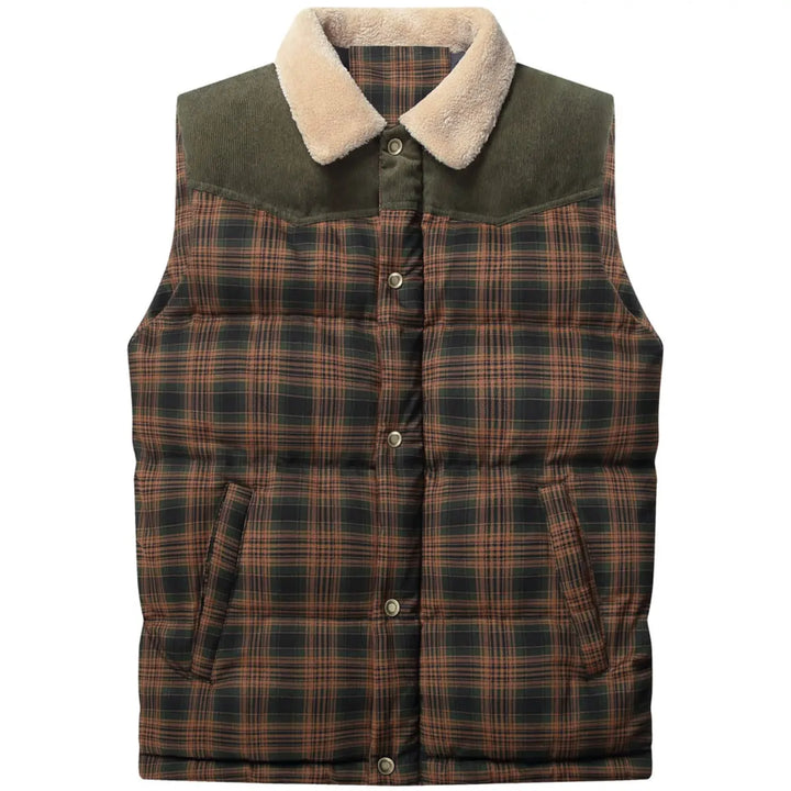 Men's Plaid Patchwork Corduroy Wanderer Vest