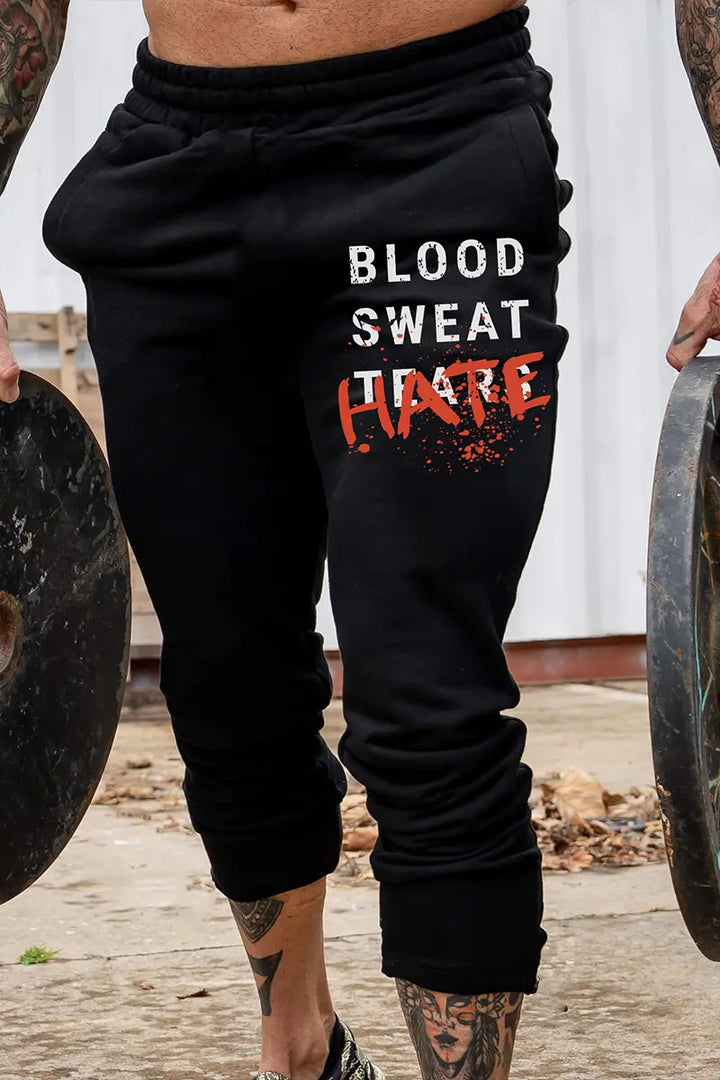 Blood Sweat Hate Print Men's Sweatpants