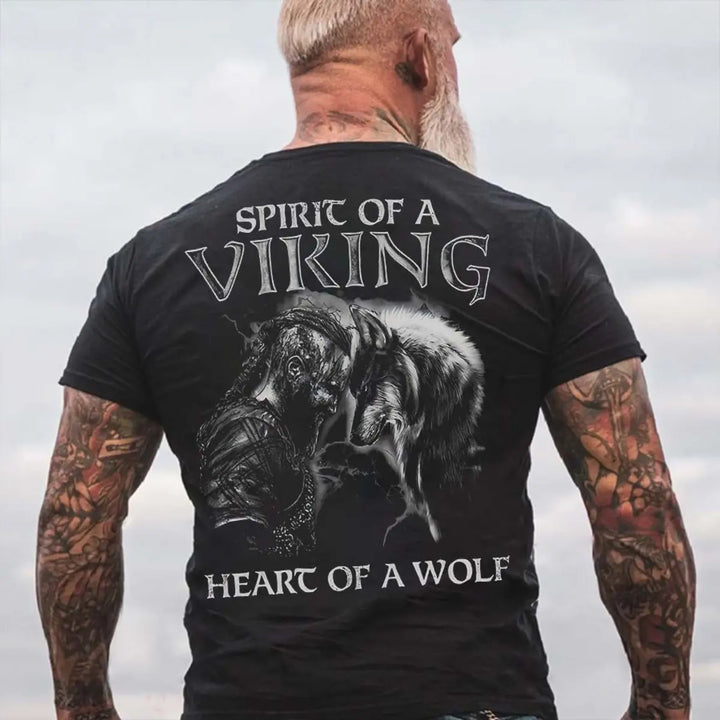 Viking Heart Of A Wolf Printed Men's T-shirt