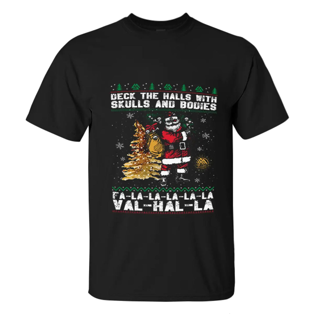 Viking Deck The Halls With Skulls And Bodies Printed Men's T-shirt