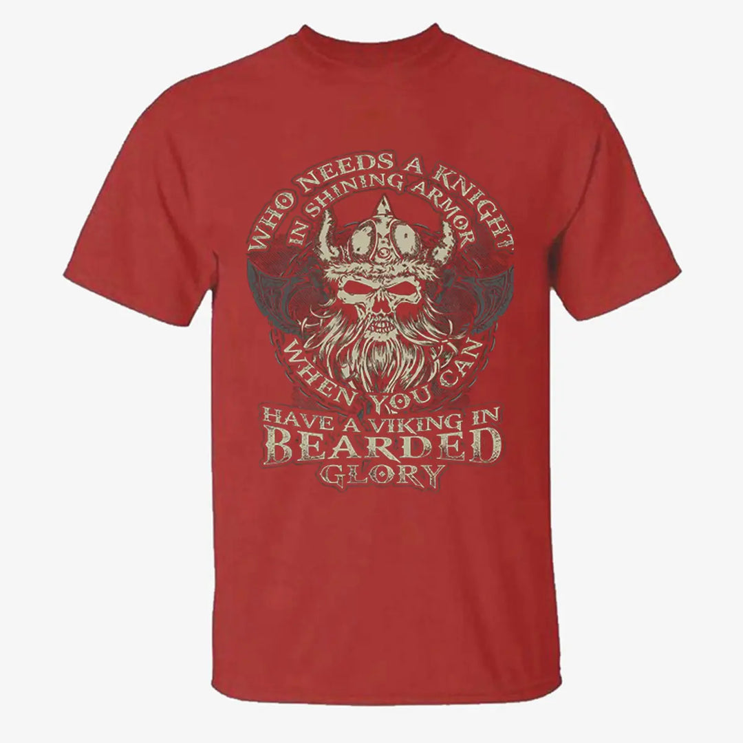 Viking Who Needs A Knight In Shining Armor Printed Men's T-shirt Image - 9