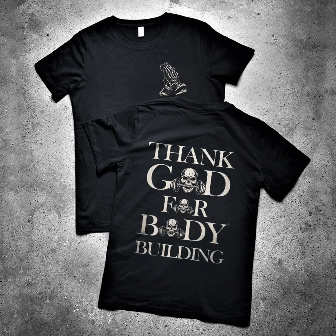 Thank God For Body Building Printed Men's T-shirt