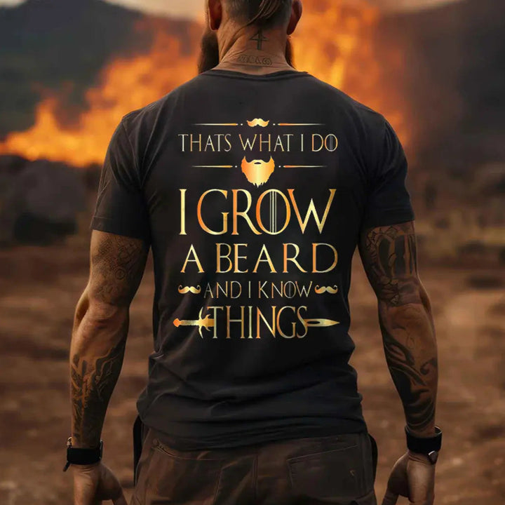 Viking Thats What I Do I Grow A Beard And I Know Things Printed Men's T-shirt Image - 3