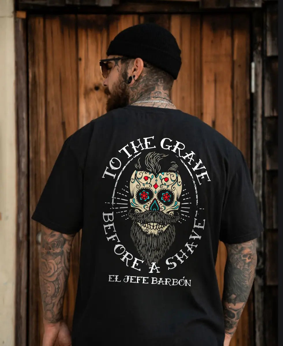 Viking To The Grave Before A Shave Printed Men's T-shirt