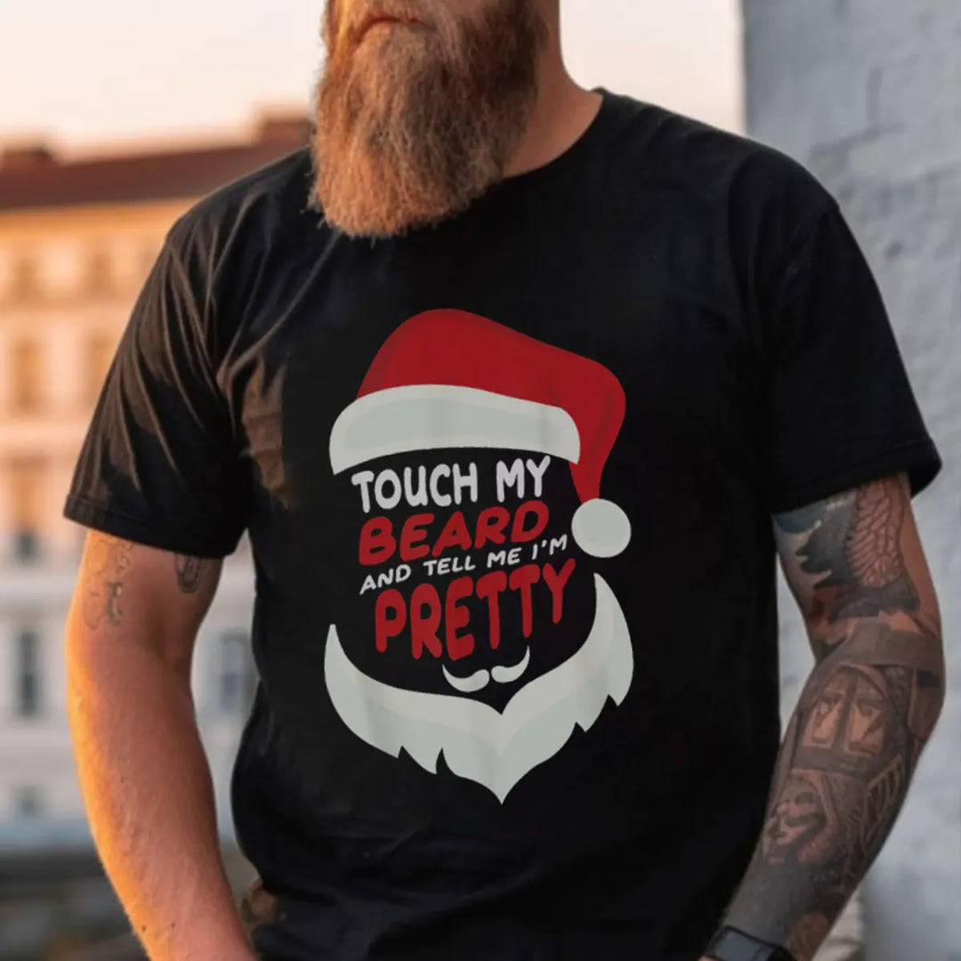 Viking Touch My Beard And Tell Me I'm Pretty Printed Men's T-shirt Image - 1