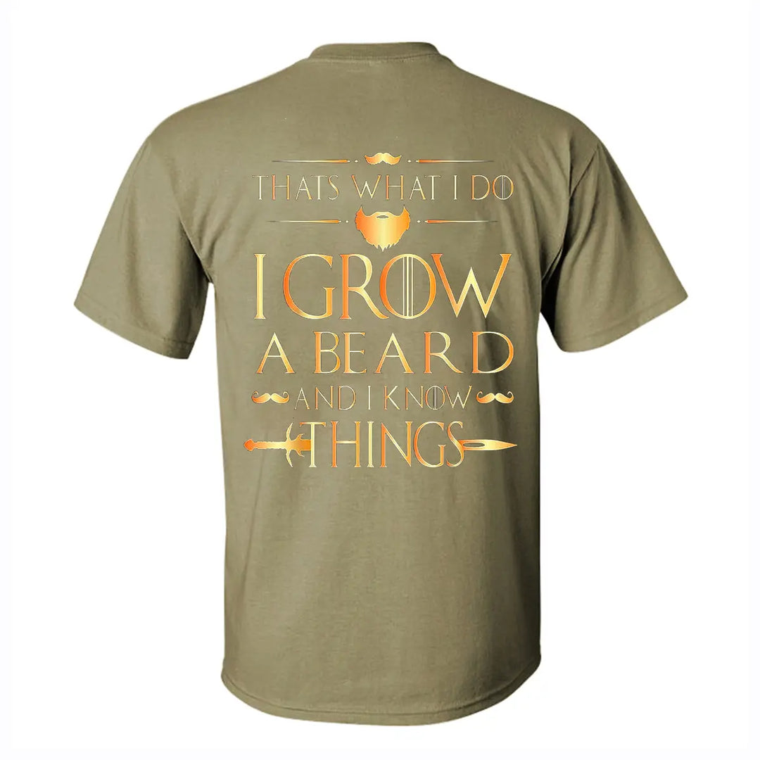 Viking Thats What I Do I Grow A Beard And I Know Things Printed Men's T-shirt Image - 8