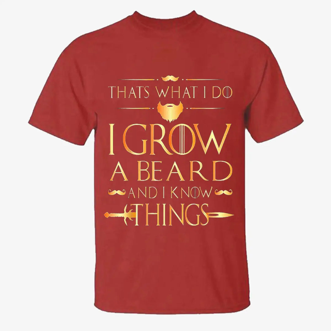 Viking Thats What I Do I Grow A Beard And I Know Things Printed Men's T-shirt Image - 9