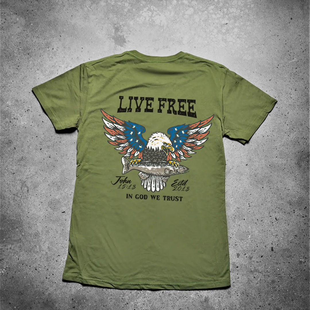 Live Free In God We Trust Printed Men's T-shirt