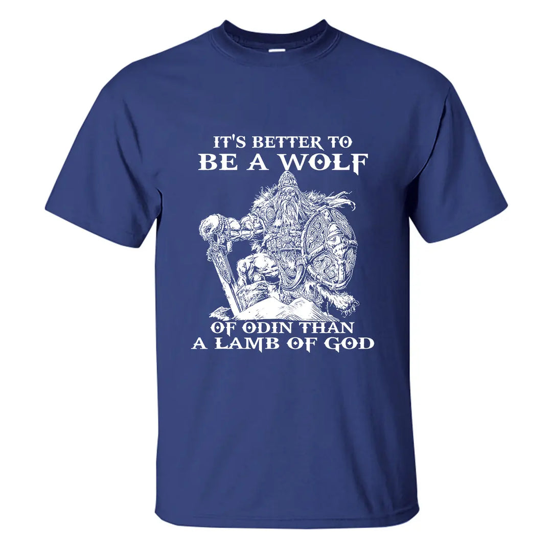 Viking It's Better To Be A Wolf Printed Men's T-shirt Image - 6