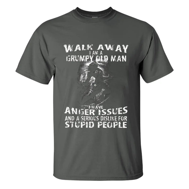 Vikings Walk Away I Am A Grumpy Old Man Printed Men's T-shirt Image - 10