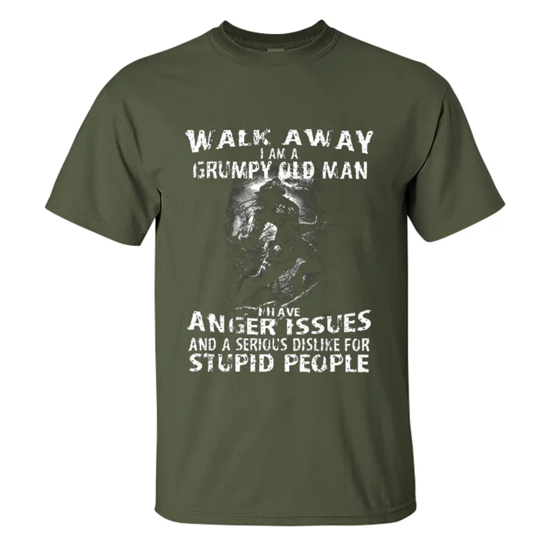 Vikings Walk Away I Am A Grumpy Old Man Printed Men's T-shirt Image - 7