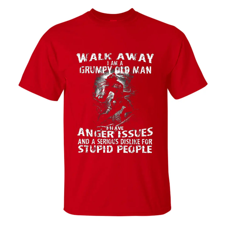 Vikings Walk Away I Am A Grumpy Old Man Printed Men's T-shirt Image - 8