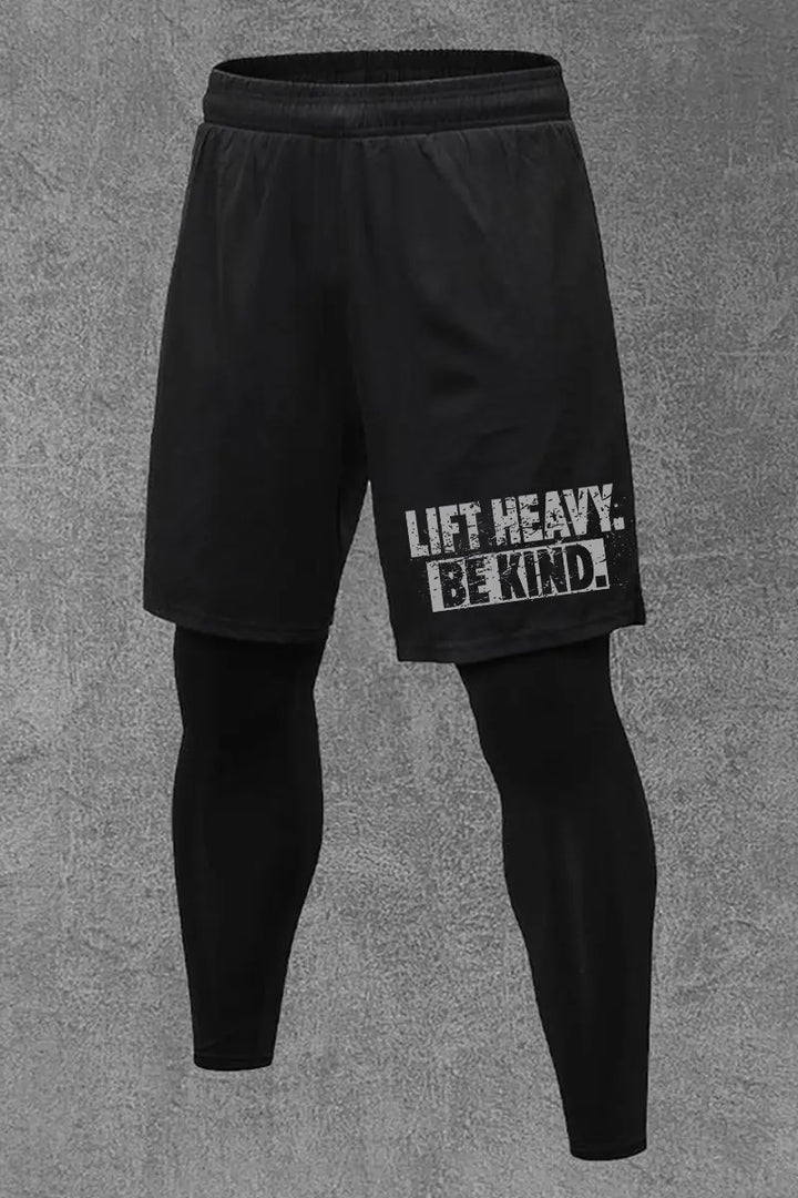 Lift Heavy Be Kind Printed Men's All-In-One Fitness Leggings