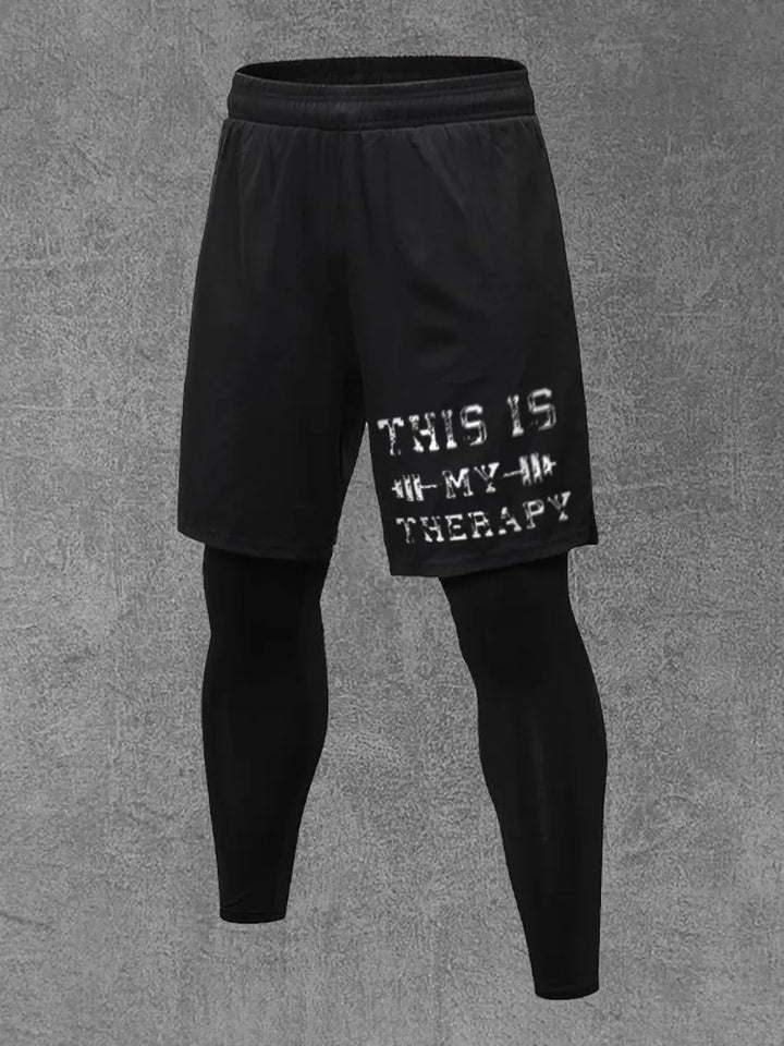 This Is My Therapy Printed Men's All-In-One Fitness Leggings