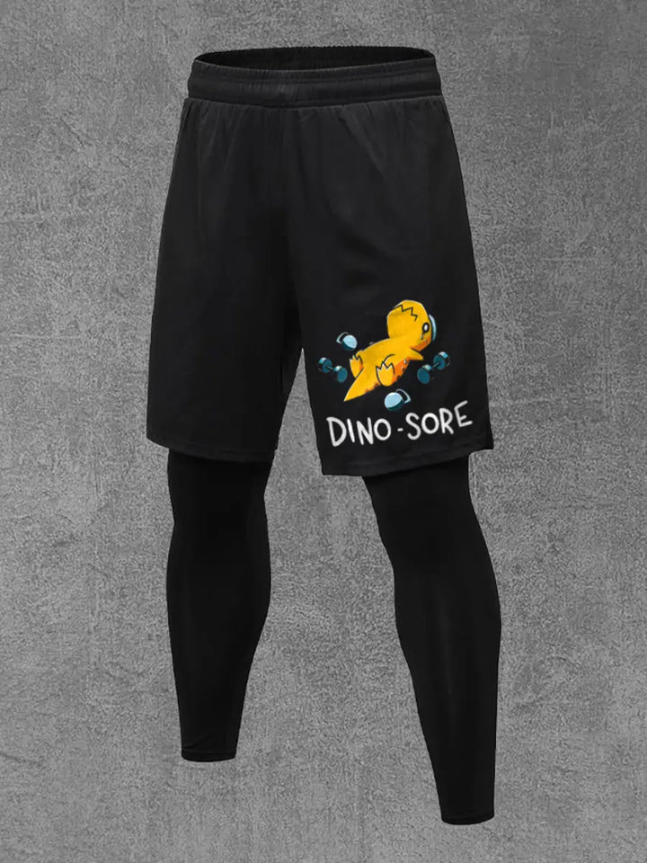 Dino Sore Printed Men's All-In-One Fitness Leggings