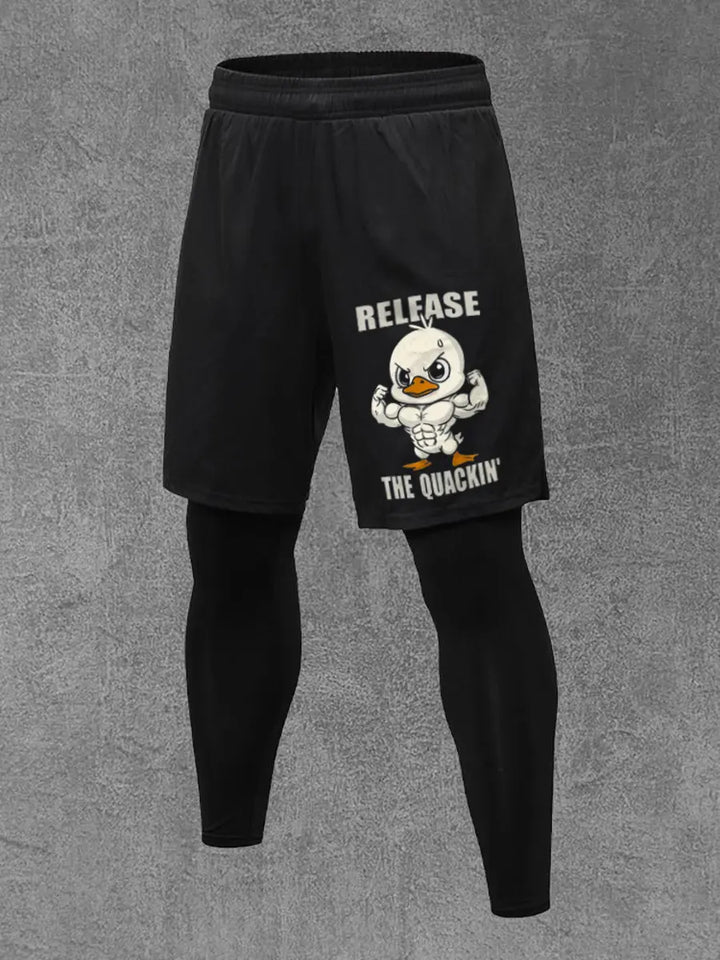 Release The Quacking' Printed Men's All-In-One Fitness Leggings