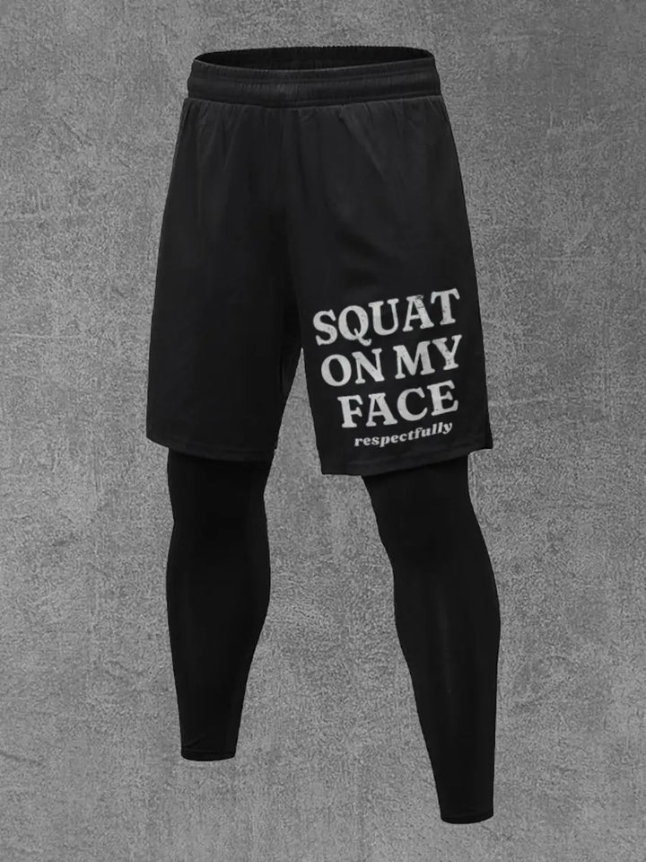 Squat On My Face Printed Men's All-In-One Fitness Leggings