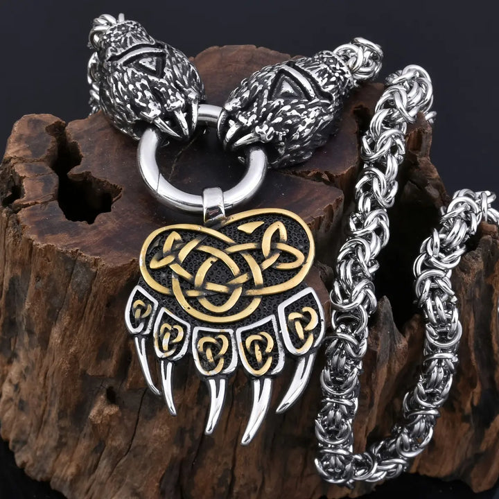 Viking Bully Wolf Paw Bear Claw Pendant Necklace