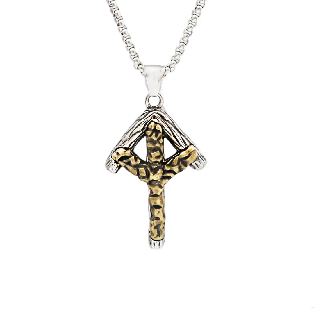 Viking Minimalist Rune Trident Pendant Necklace