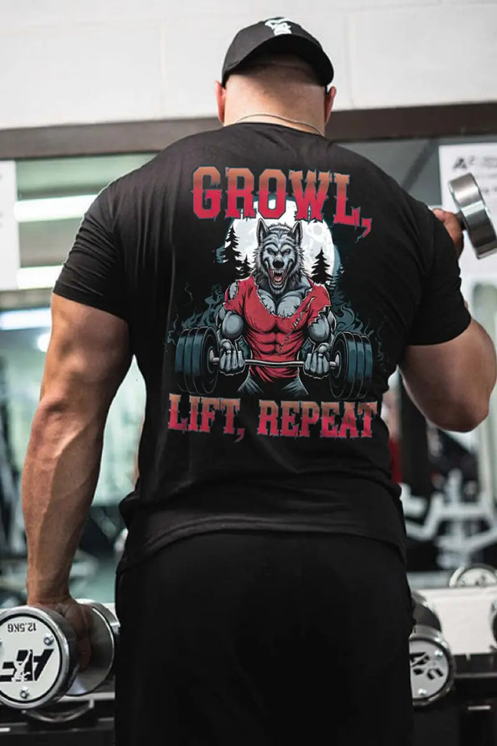 Growl, Lift, Repeat Printed Men's T-shirt