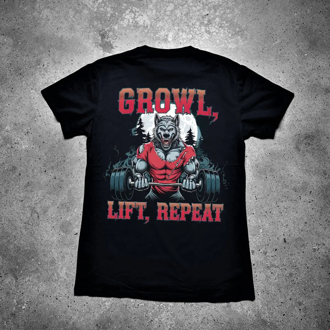 Growl, Lift, Repeat Printed Men's T-shirt