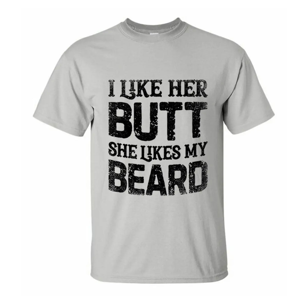 Viking I Like Her Butt She Likes My Beard Printed Men's T-shirt Image - 7