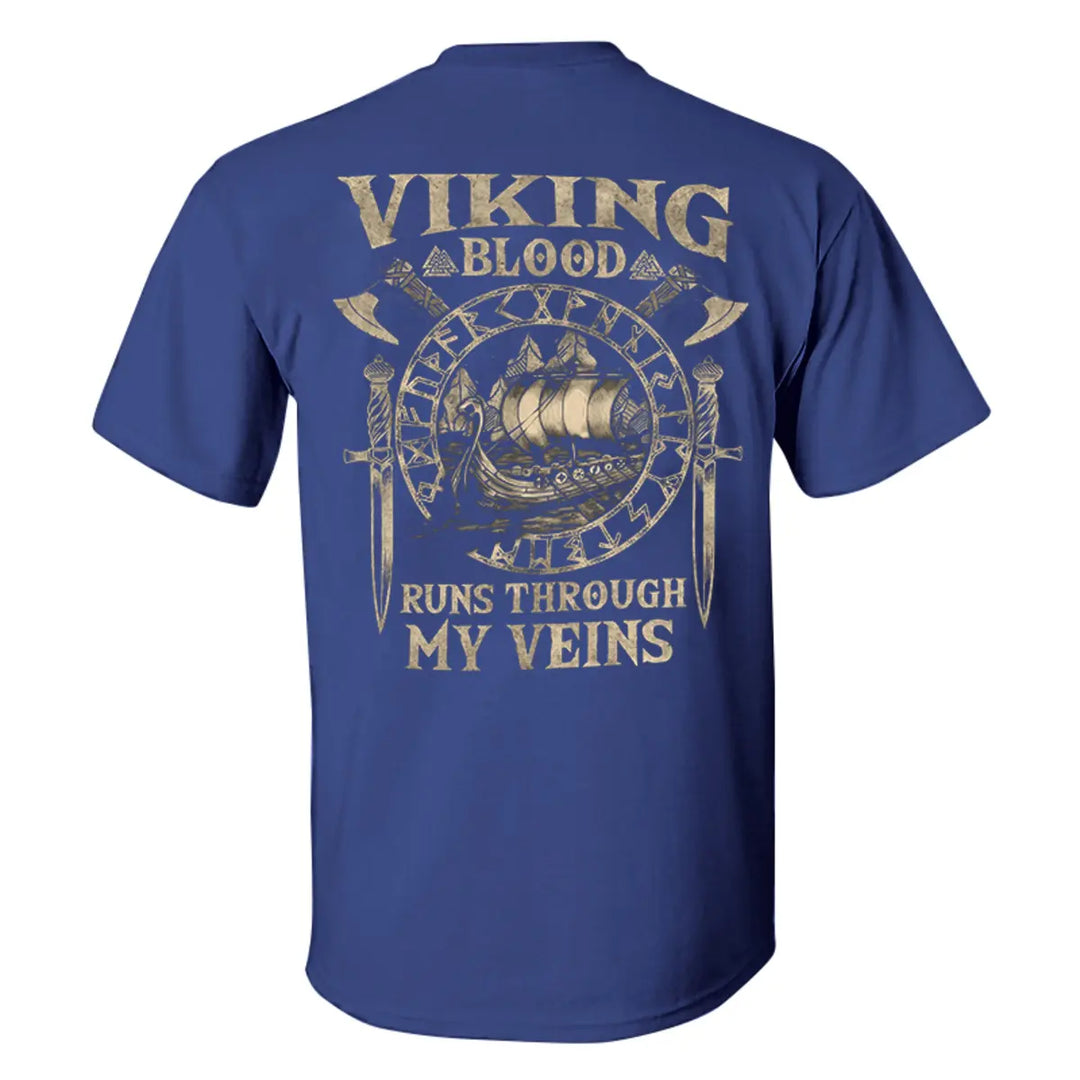 Viking Blood Runs Through My Veins Printed Men's T-shirt Image - 2