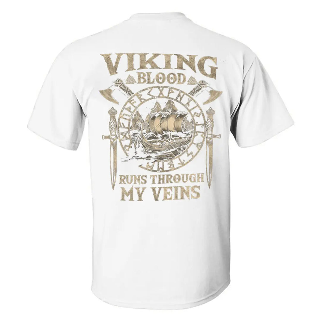 Viking Blood Runs Through My Veins Printed Men's T-shirt Image - 3