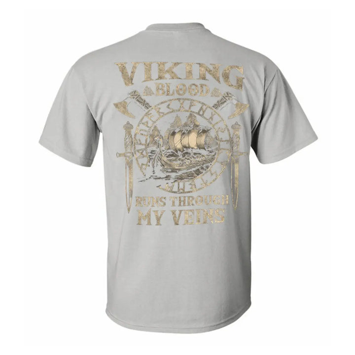 Viking Blood Runs Through My Veins Printed Men's T-shirt Image - 5