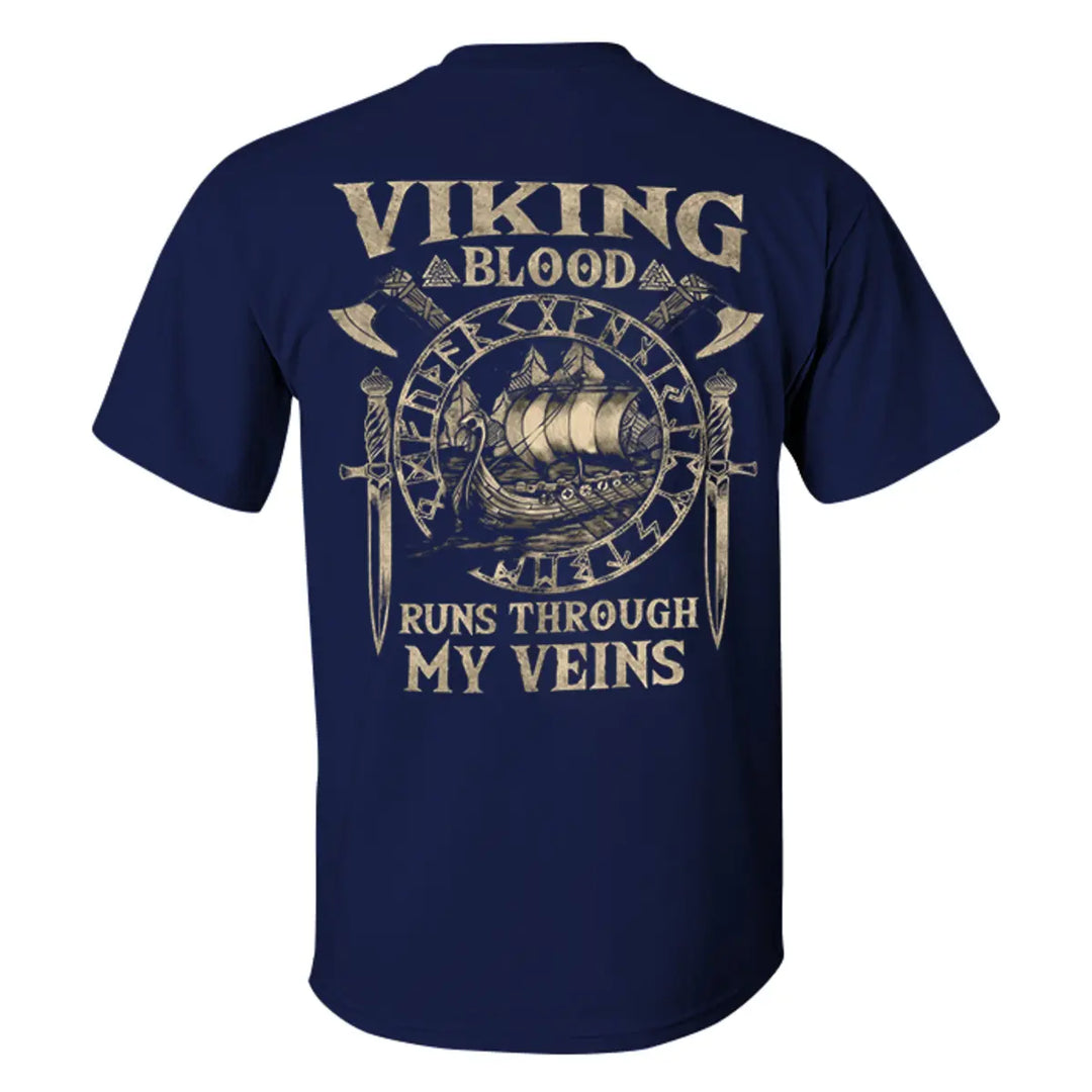 Viking Blood Runs Through My Veins Printed Men's T-shirt Image - 6