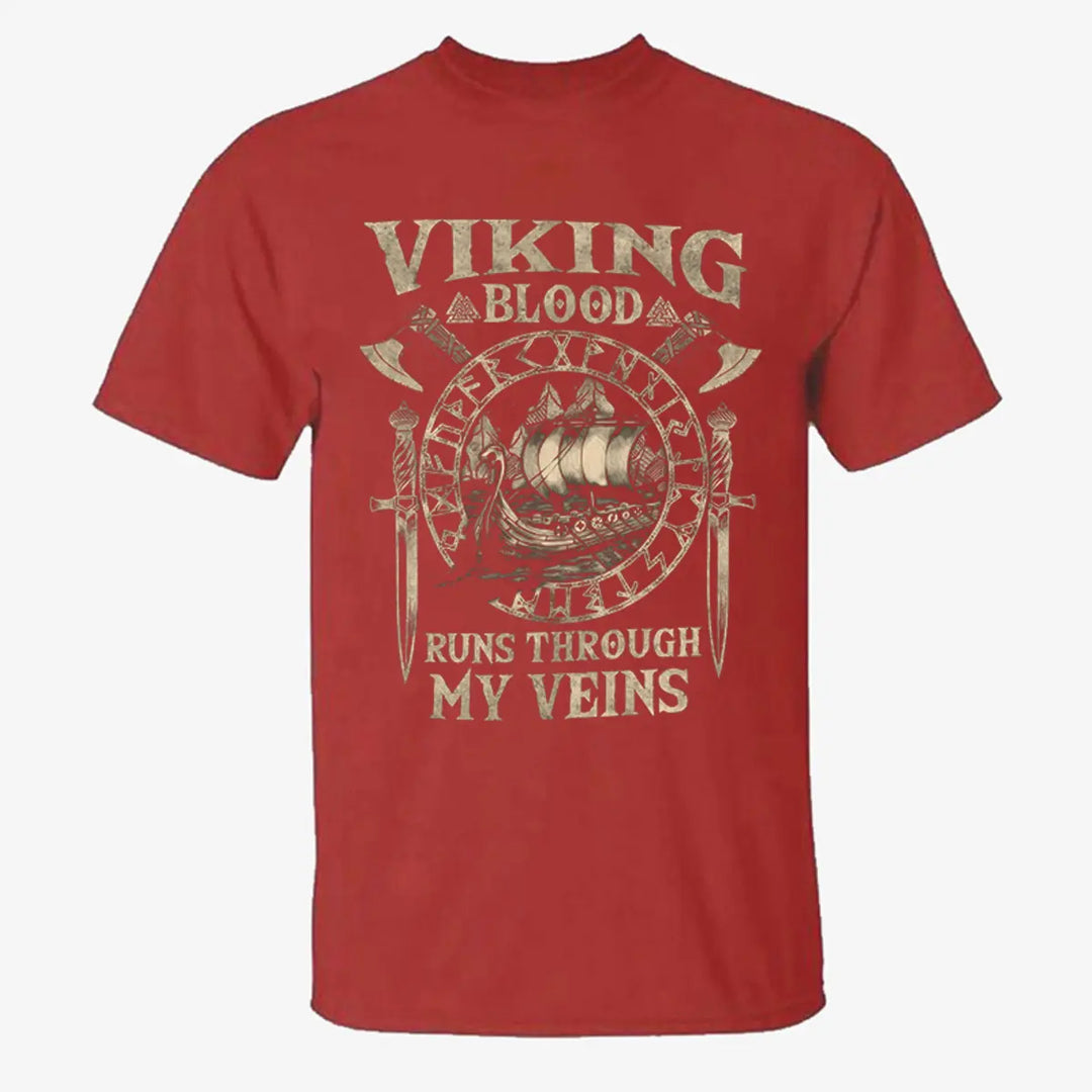 Viking Blood Runs Through My Veins Printed Men's T-shirt Image - 7