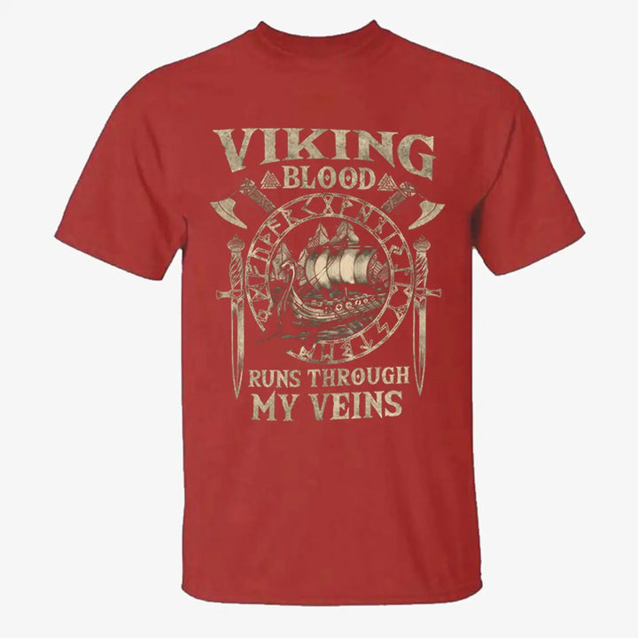 Viking Blood Runs Through My Veins Printed Men's T-shirt Image - 7