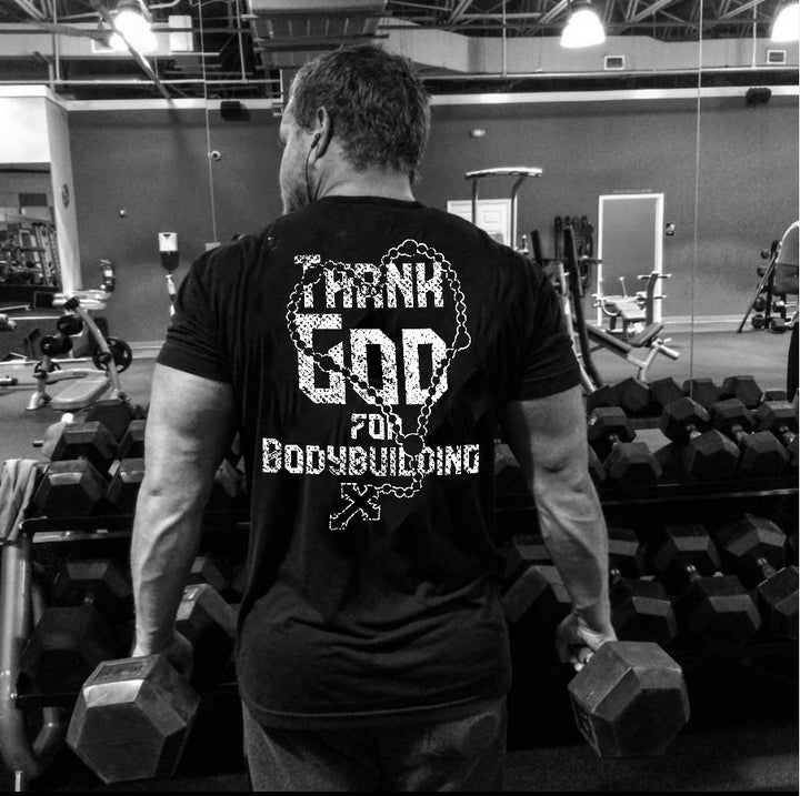 Thank God For Bodybuilding Printed Men's T-shirt