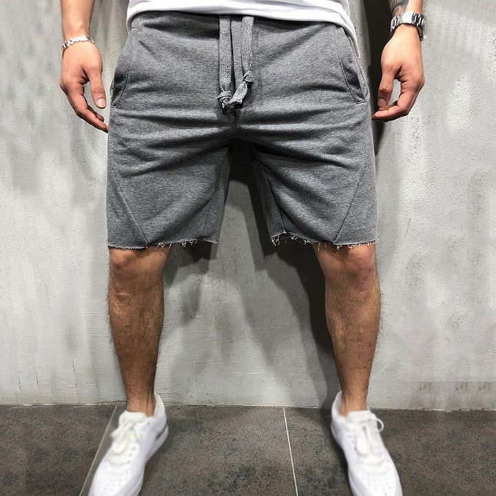 Pure Color Drawstring Running Men'S Shorts