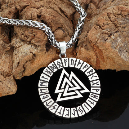 Viking Vintage Odin Triangle Rune Necklace