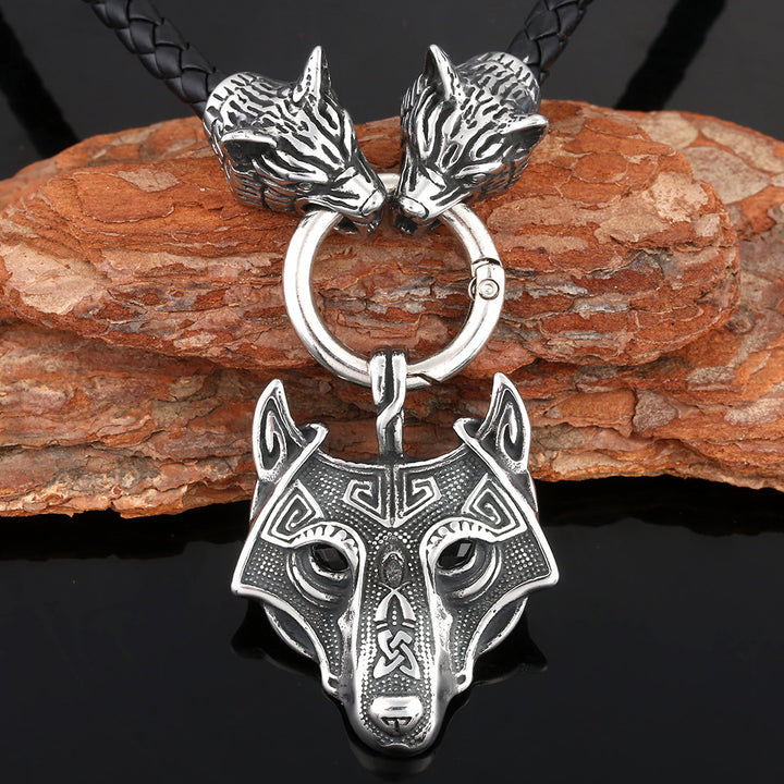 Viking Wolf Head Pendant Vintage Necklace